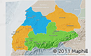Political 3D Map of Tensift, lighten, semi-desaturated