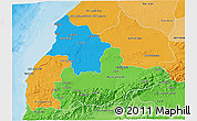 Political 3D Map of Tensift, political shades outside