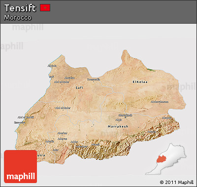 Satellite 3D Map of Tensift, cropped outside