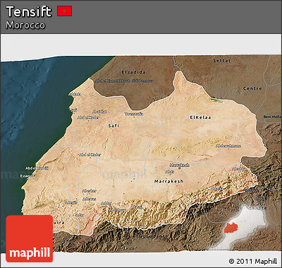 Satellite 3D Map of Tensift, darken