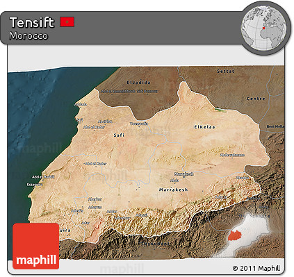 Satellite 3D Map of Tensift, darken
