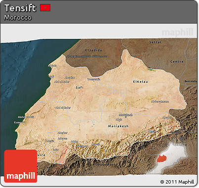 Satellite 3D Map of Tensift, darken