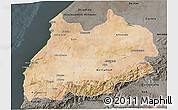 Satellite 3D Map of Tensift, darken, semi-desaturated