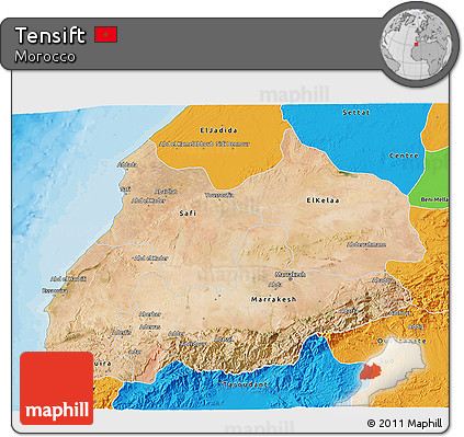 Satellite 3D Map of Tensift, political outside