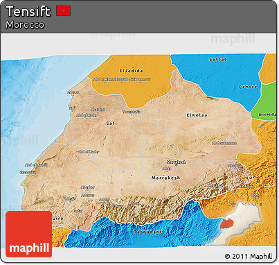 Satellite 3D Map of Tensift, political outside