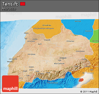 Satellite 3D Map of Tensift, political outside