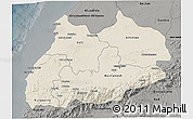 Shaded Relief 3D Map of Tensift, darken, semi-desaturated