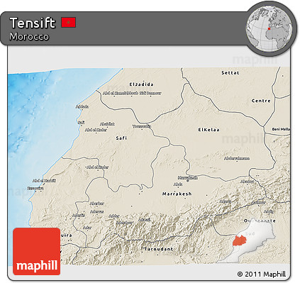 Shaded Relief 3D Map of Tensift