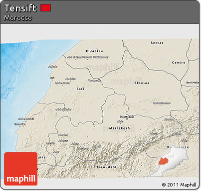 Shaded Relief 3D Map of Tensift