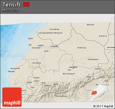 Shaded Relief 3D Map of Tensift