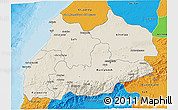 Shaded Relief 3D Map of Tensift, political outside