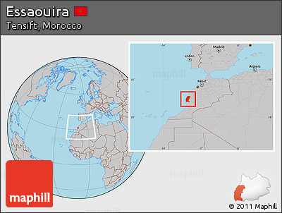 Gray Location Map of Essaouira, within the entire country