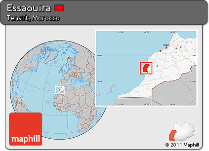 Gray Location Map of Essaouira, highlighted country