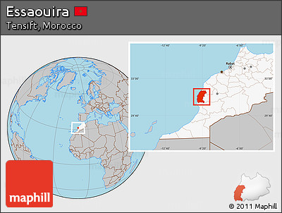 Gray Location Map of Essaouira, highlighted country