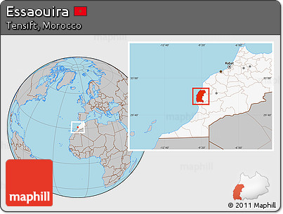 Gray Location Map of Essaouira, highlighted country