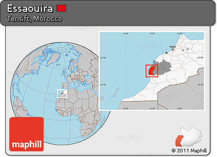 Gray Location Map of Essaouira, highlighted country, highlighted parent region