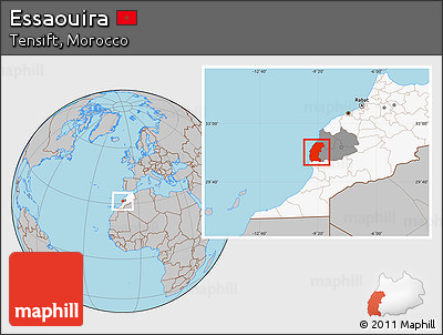 Gray Location Map of Essaouira, highlighted country, highlighted parent region