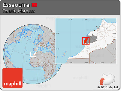 Gray Location Map of Essaouira, highlighted country, highlighted parent region
