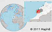 Gray Location Map of Essaouira, highlighted country, highlighted parent region