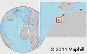 Gray Location Map of Essaouira, highlighted parent region, within the entire country