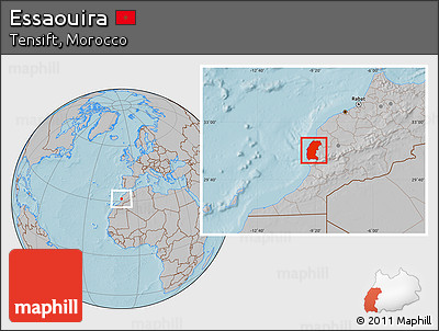 Gray Location Map of Essaouira, hill shading