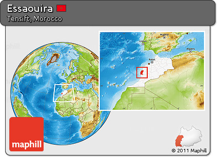 Physical Location Map of Essaouira, highlighted country, within the entire country