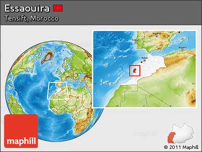 Physical Location Map of Essaouira, highlighted country, within the entire country
