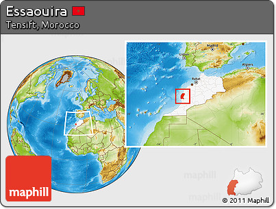 Physical Location Map of Essaouira, highlighted country, within the entire country