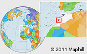 Political Location Map of Essaouira, highlighted country, within the entire country