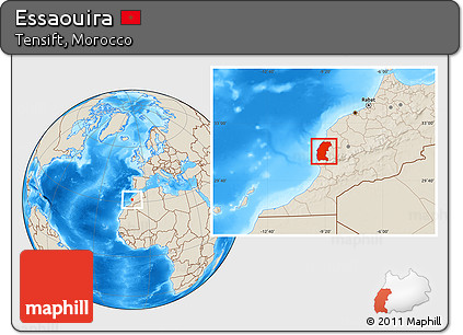 Shaded Relief Location Map of Essaouira