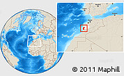 Shaded Relief Location Map of Essaouira, highlighted parent region, within the entire country