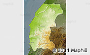 Physical Map of Essaouira, darken