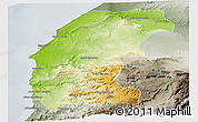 Physical Panoramic Map of Essaouira, semi-desaturated