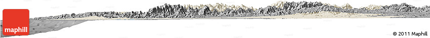 Shaded Relief Horizon Map of Tensift, darken, desaturated