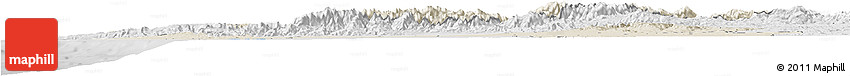 Shaded Relief Horizon Map of Tensift, lighten, desaturated