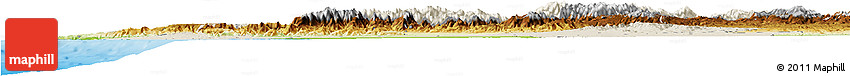 Shaded Relief Horizon Map of Tensift, physical outside