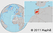 Gray Location Map of Tensift, within the entire country
