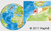 Physical Location Map of Tensift, highlighted country, within the entire country