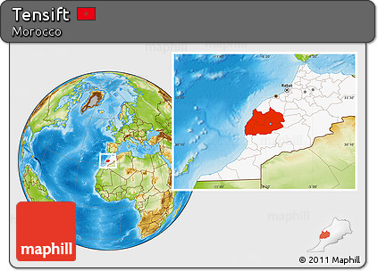 Physical Location Map of Tensift, highlighted country