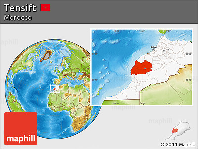 Physical Location Map of Tensift, highlighted country