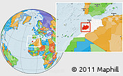 Political Location Map of Tensift, highlighted country, within the entire country