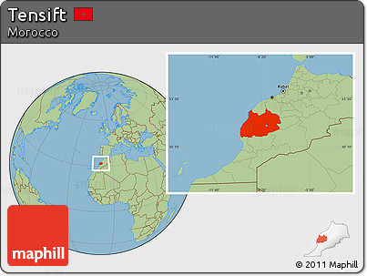 Savanna Style Location Map of Tensift