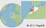 Savanna Style Location Map of Tensift, highlighted country, within the entire country