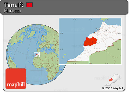 Savanna Style Location Map of Tensift, highlighted country