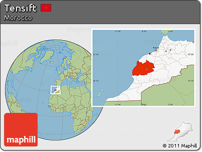 Savanna Style Location Map of Tensift, highlighted country