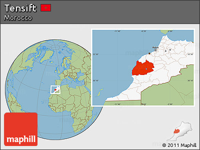 Savanna Style Location Map of Tensift, highlighted country
