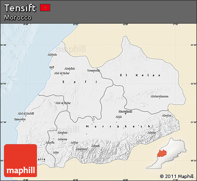 Classic Style Map of Tensift, single color outside
