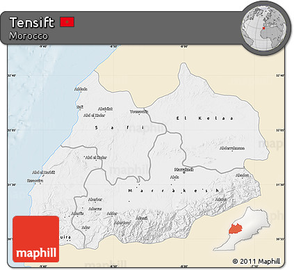 Classic Style Map of Tensift, single color outside