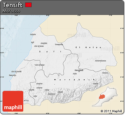 Classic Style Map of Tensift, single color outside
