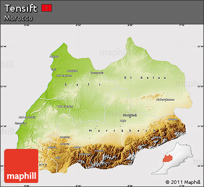 Physical Map of Tensift, cropped outside